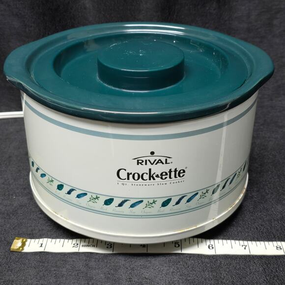 Vintage Rival Crock-ette 1 Qt. Stoneware Slow Cooker Crock Pot & Lid SCR100 - Picture 11 of 13